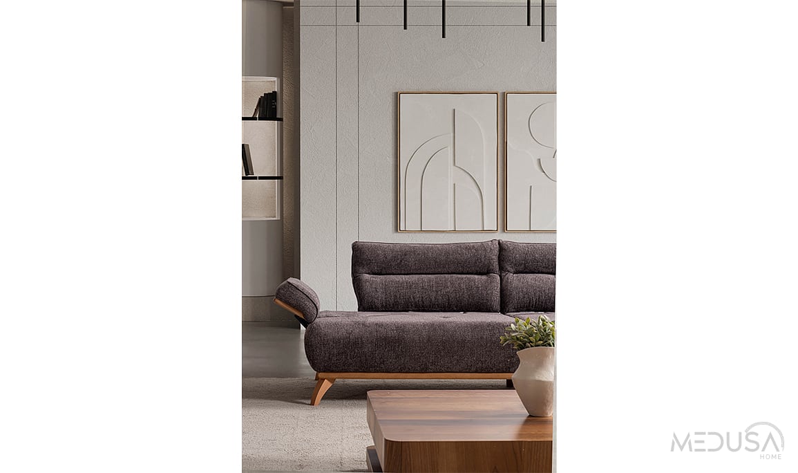 Medusa Home Mobilya - Paris Brown Üçlü Koltuk