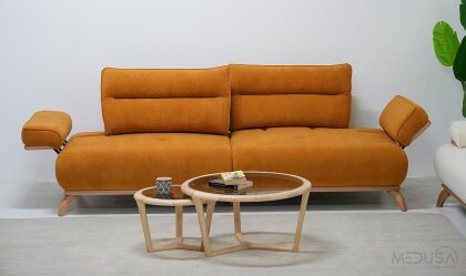 Medusa Home Mobilya - Paris Hardal Üçlü Koltuk