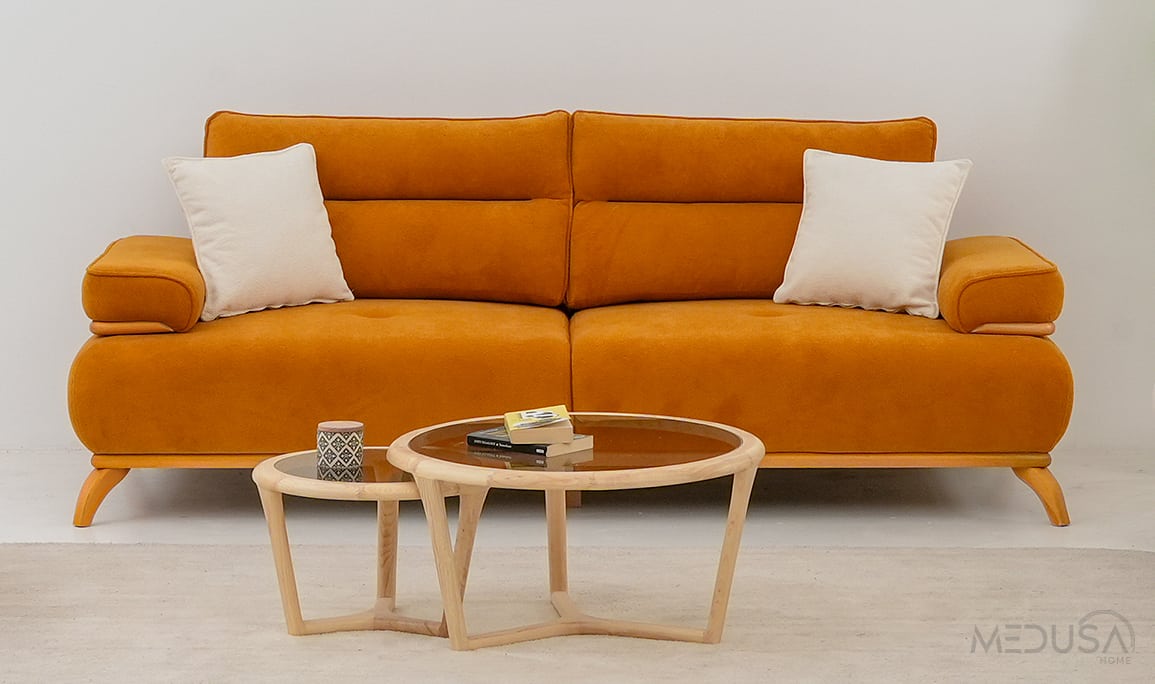 Medusa Home Mobilya - Paris Hardal Üçlü Koltuk