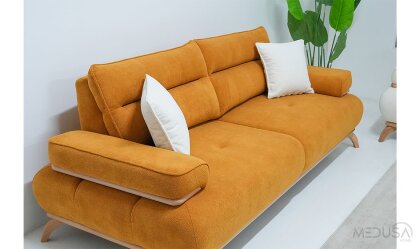 Medusa Home Mobilya - Paris Hardal Üçlü Koltuk