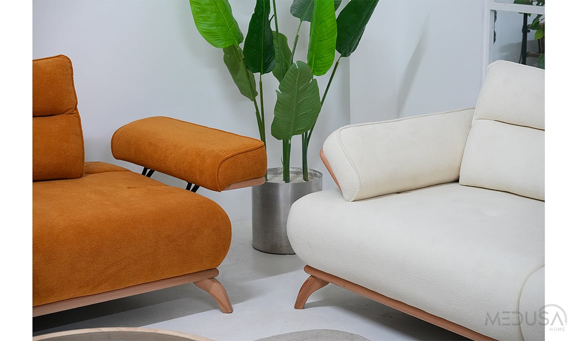 Medusa Home Mobilya - Paris Hardal Üçlü Koltuk