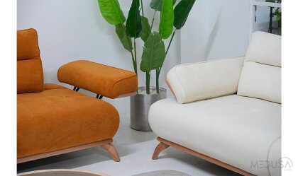 Medusa Home Mobilya - Paris Hardal Üçlü Koltuk