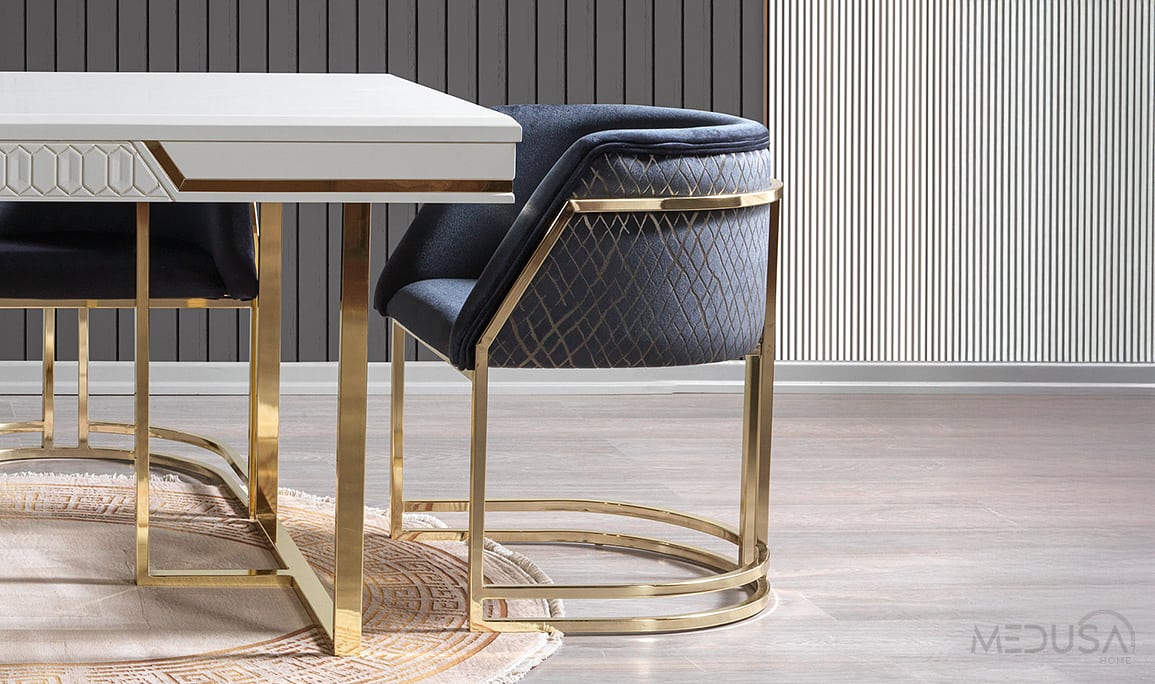 Medusa Home Mobilya - Paris Luxury Metal Yemek Masası
