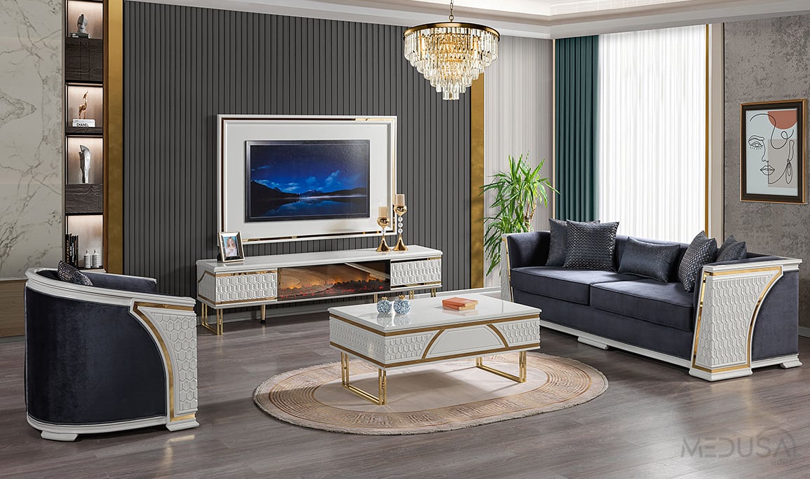 Medusa Home Mobilya - Paris Luxury Şömineli Tv Ünitesi