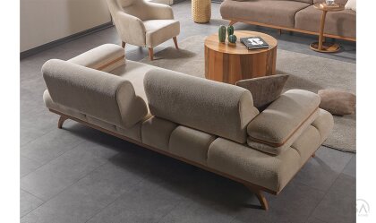Medusa Home Mobilya - Pars Beyaz Üçlü Koltuk