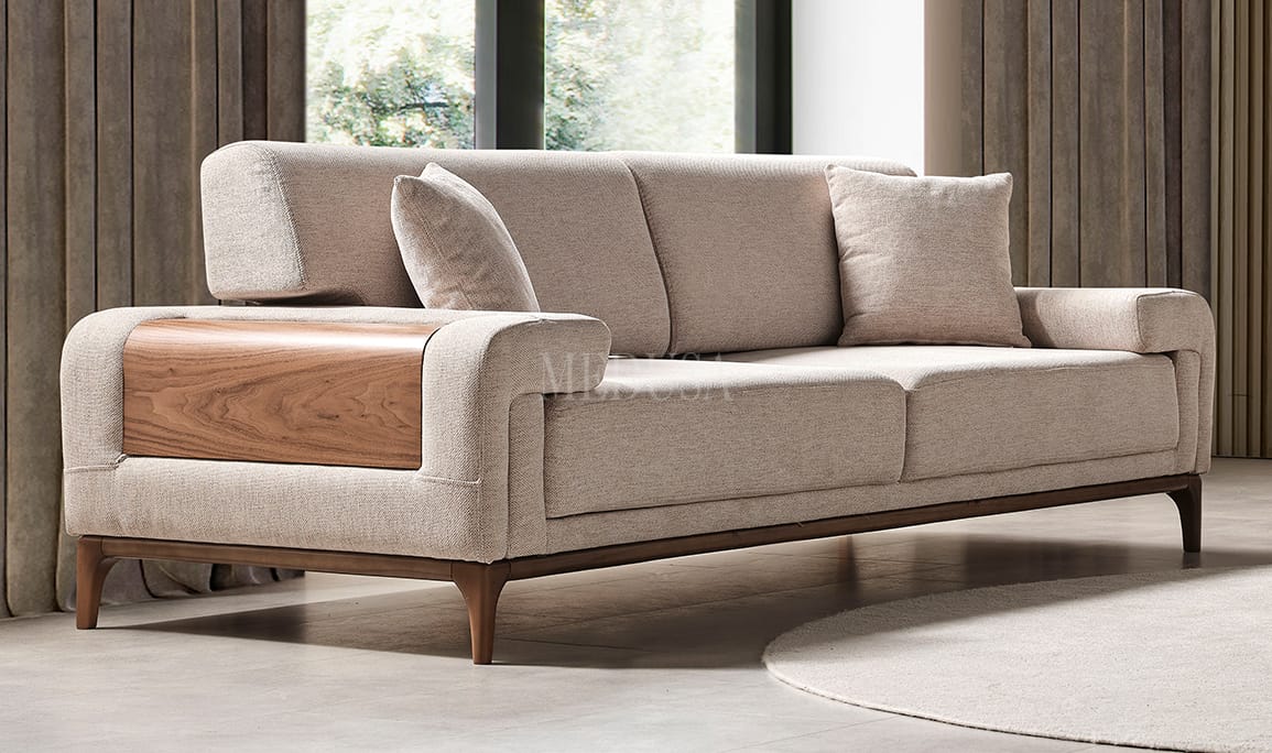 Medusa Home Mobilya - Paul Beyaz Üçlü Koltuk