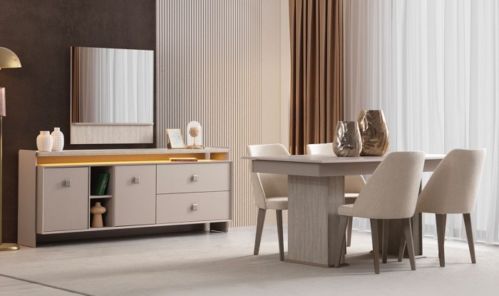 Medusa Home Mobilya - Pearlina Yemek Odası - Beyaz Yemek Odaları