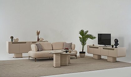 Medusa Home Mobilya - Pera Traverten Yemek Odası