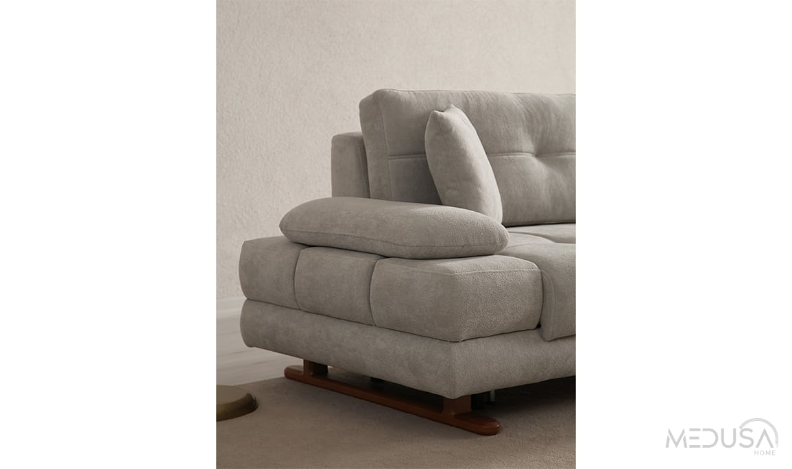 Medusa Home Mobilya - Perra Sandıklı Gri Üçlü Koltuk