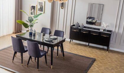 Medusa Home Mobilya - Photon Siyah Yemek Odası