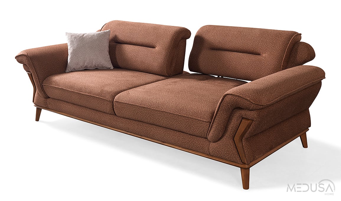Medusa Home Mobilya - Pierra Kahve Üçlü Koltuk