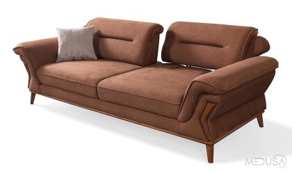 Medusa Home Mobilya - Pierra Kahve Üçlü Koltuk