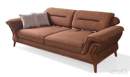 Medusa Home Mobilya - Pierra Kahve Üçlü Koltuk