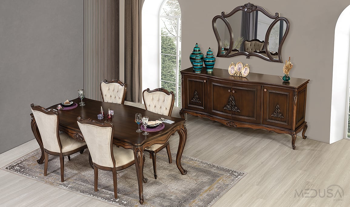 Medusa Home Mobilya - Pırlanta Avangarde Ceviz Yemek Odası