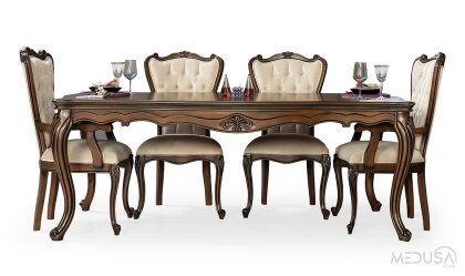 Medusa Home Mobilya - Pırlanta Avangarde Ceviz Yemek Odası