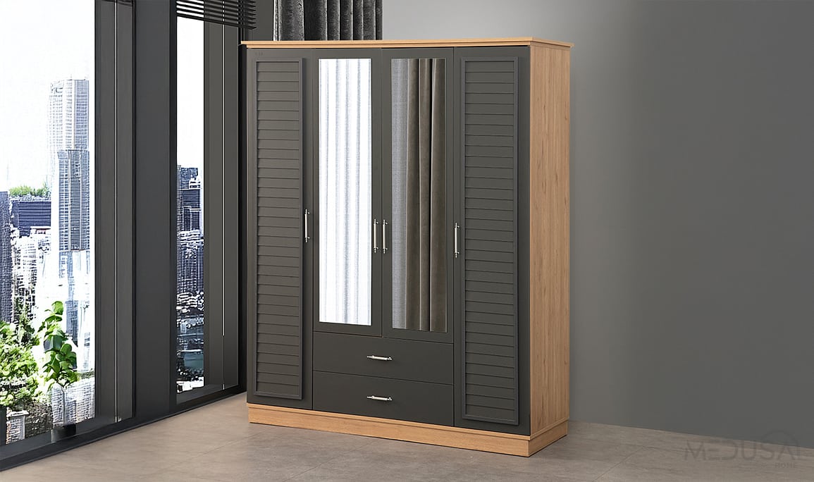 Medusa Home Mobilya - Plus Antrasit 4 Kapılı Gardırop