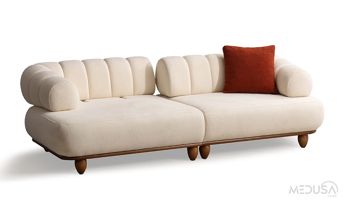 Medusa Home Mobilya - Polo Beyaz Üçlü Koltuk