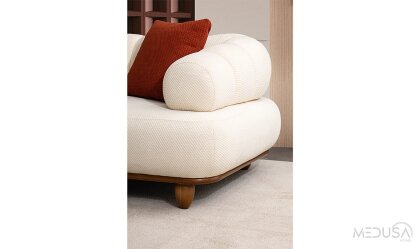 Medusa Home Mobilya - Polo Beyaz Üçlü Koltuk