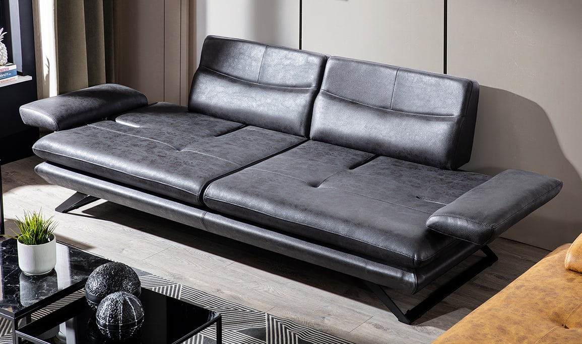 Medusa Home Mobilya - Polo Black Üçlü Koltuk Antrasit