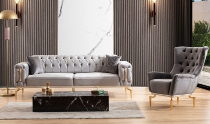 Medusa Home Mobilya - Polo Midnight Üçlü Koltuk Beyaz