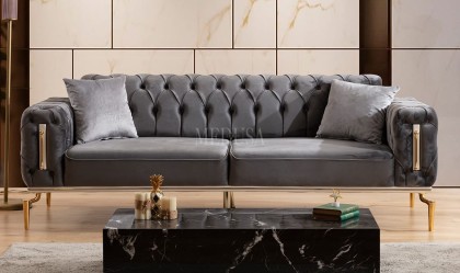 Medusa Home Mobilya - Polo Midnight Üçlü Koltuk Siyah