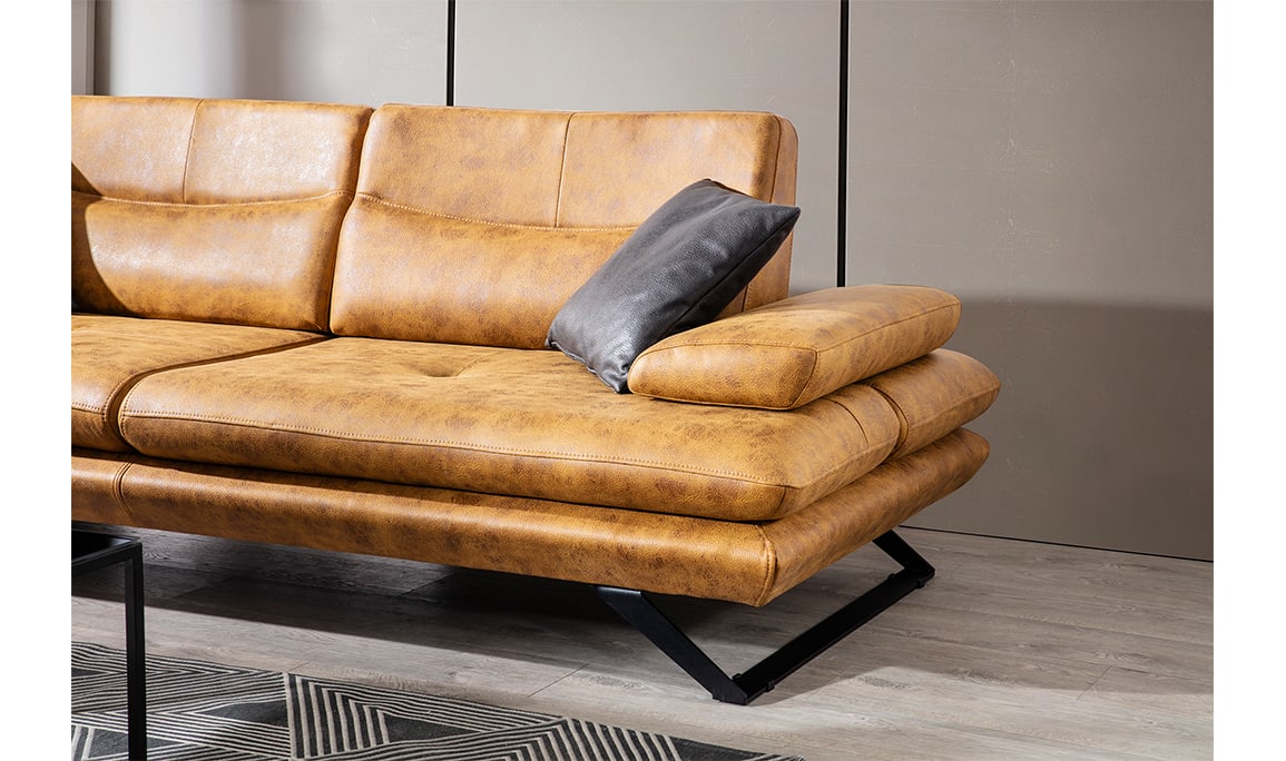 Medusa Home Mobilya - Polo Black Üçlü Koltuk Hardal