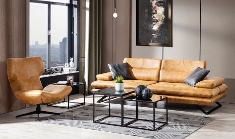 Medusa Home Mobilya - Polo Black Üçlü Koltuk Hardal