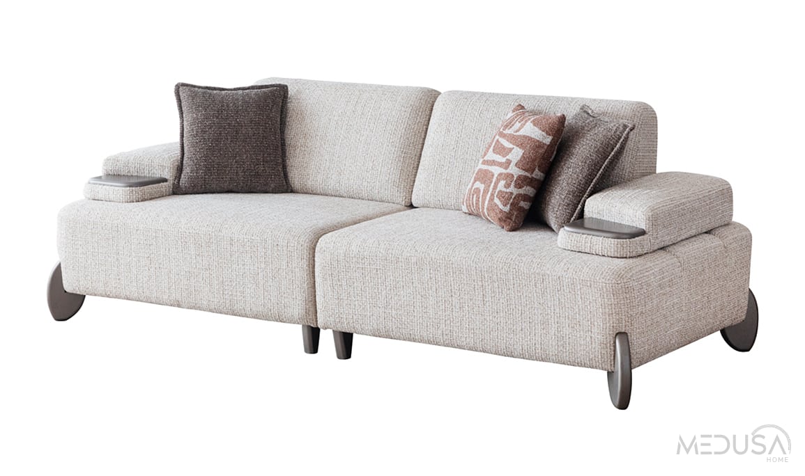 Medusa Home Mobilya - Porti Beyaz Üçlü Koltuk