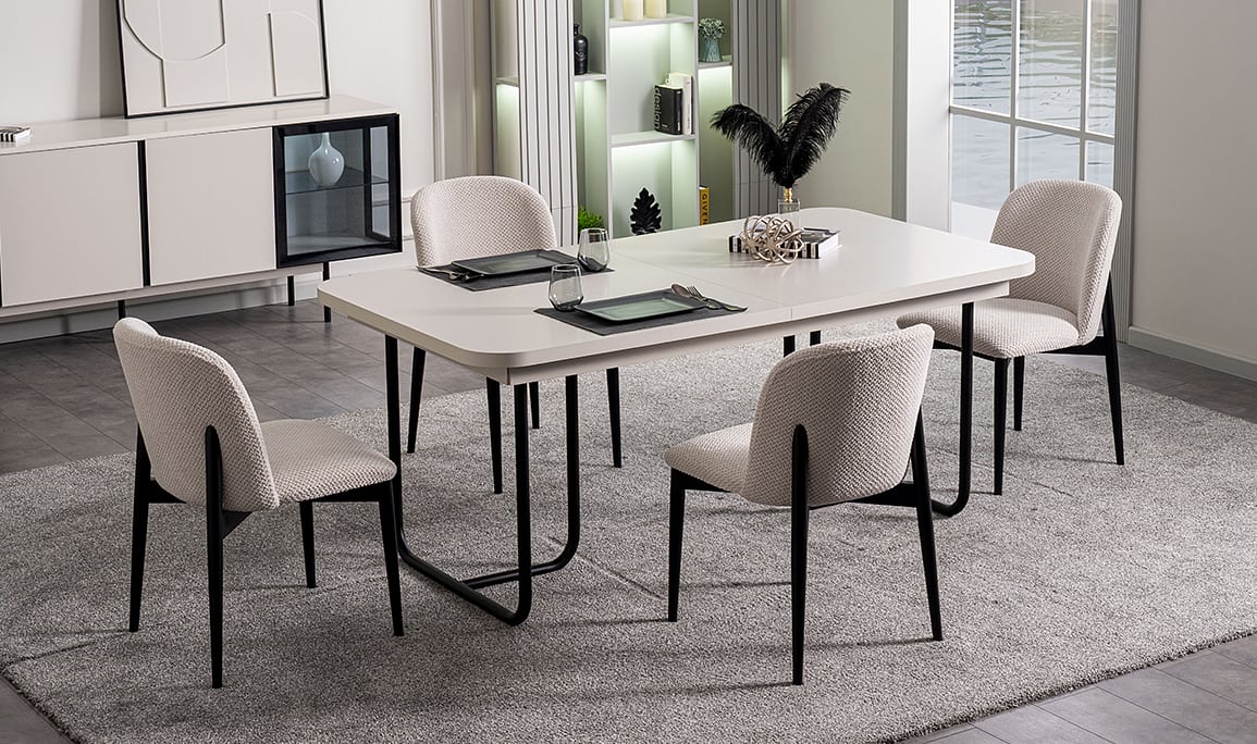 Medusa Home Mobilya - Pragma Açılır ve Metal Yemek Masası