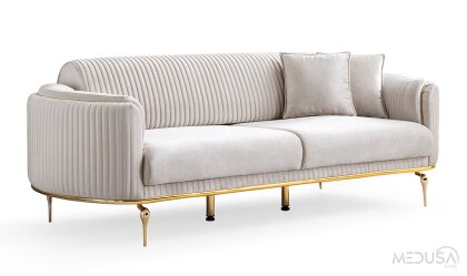Medusa Home Mobilya - Prestij Luxury Beyaz Üçlü Koltuk