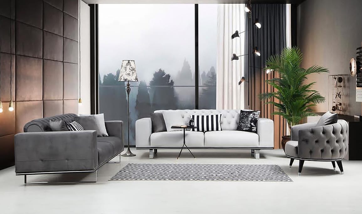 Medusa Home Mobilya - Primo Antrasit Üçlü Koltuk