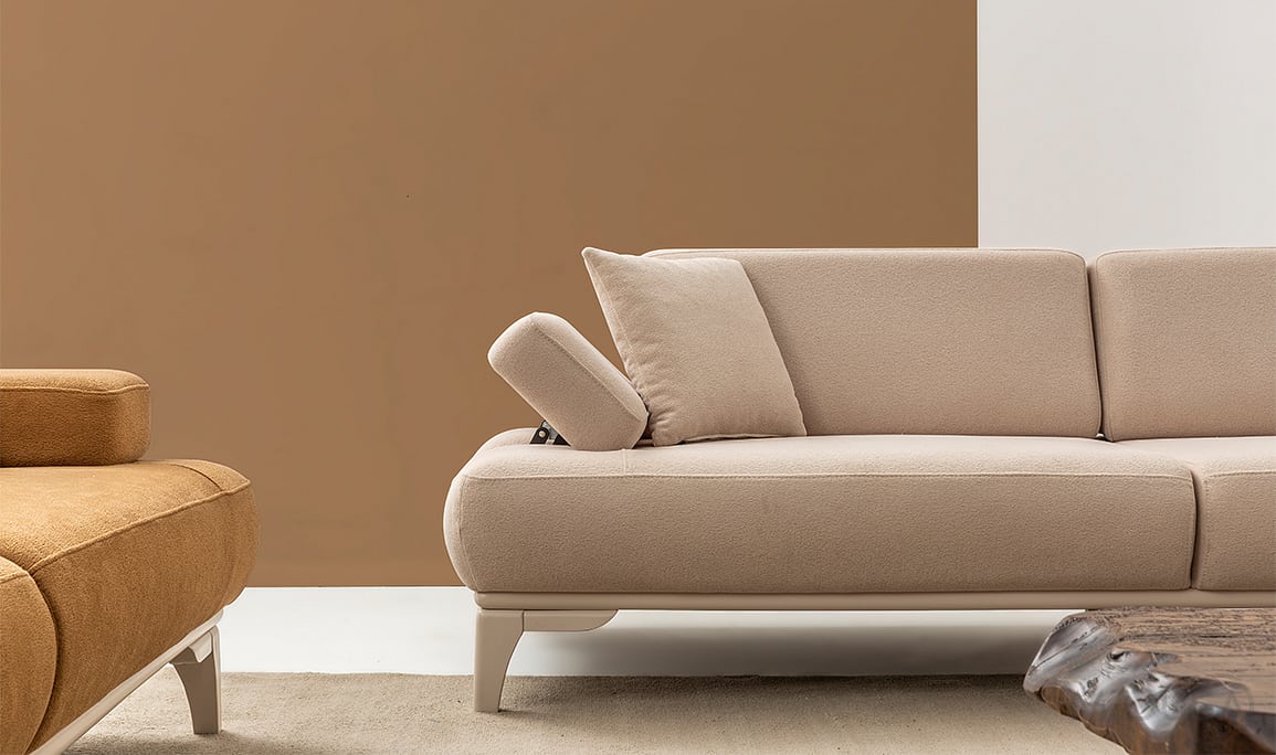 Medusa Home Mobilya - Pulse Gold Krem Üçlü Koltuk