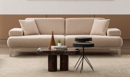 Medusa Home Mobilya - Pulse Krem Üçlü Koltuk