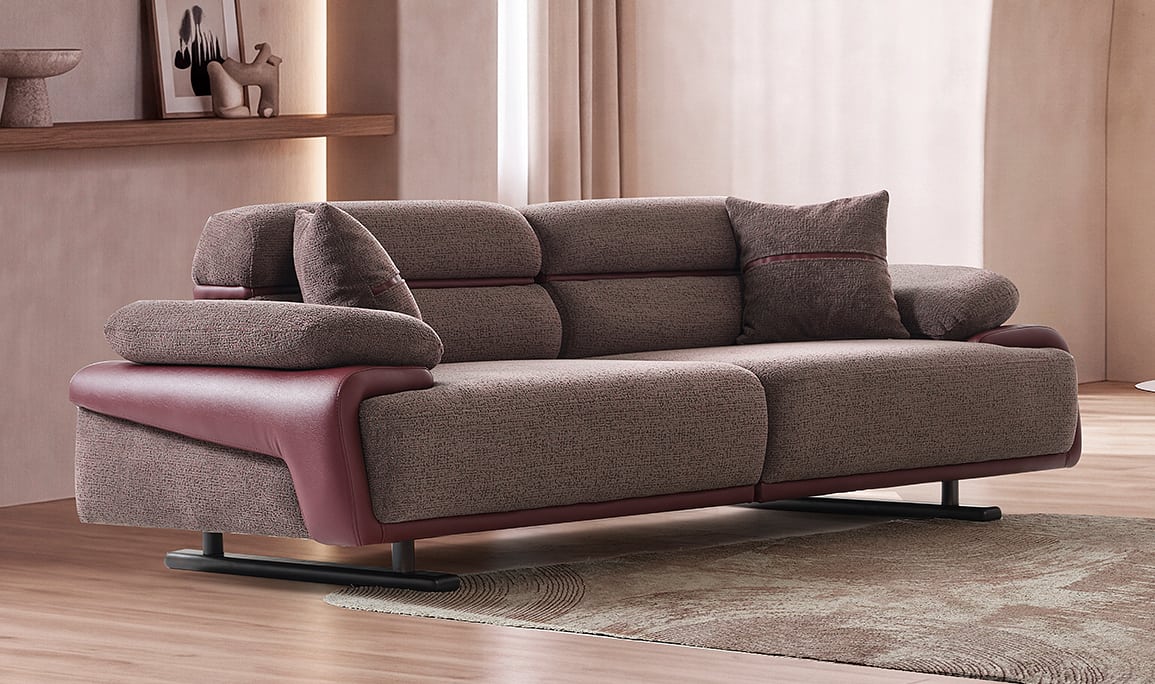 Medusa Home Mobilya - Puma Mürdüm Üçlü Koltuk