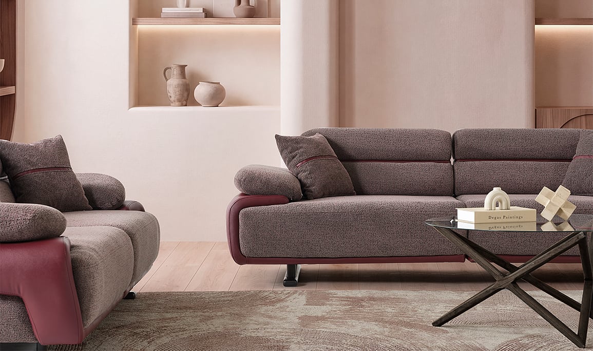 Medusa Home Mobilya - Puma Mürdüm Üçlü Koltuk