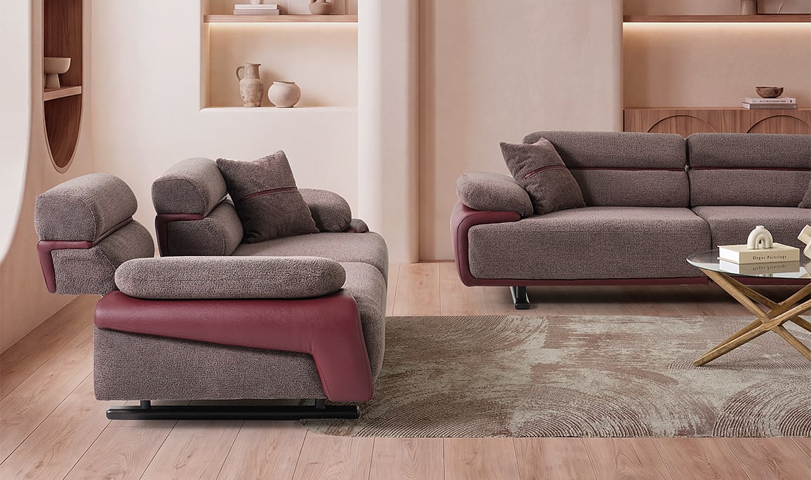 Medusa Home Mobilya - Puma Mürdüm Üçlü Koltuk