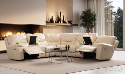 Medusa Home Mobilya - Ravella Motorlu Deri Köşe Takımı