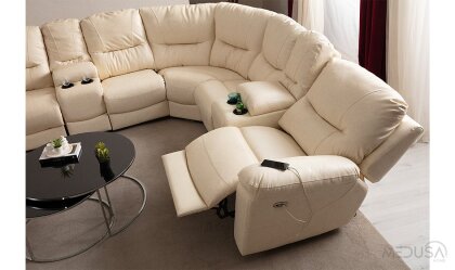 Medusa Home Mobilya - Ravella Motorlu Deri Köşe Takımı