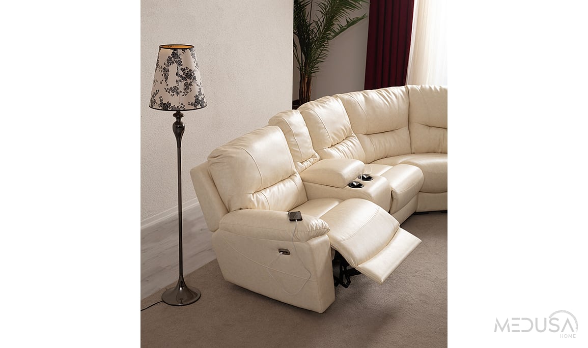 Medusa Home Mobilya - Ravella Motorlu Deri Köşe Takımı