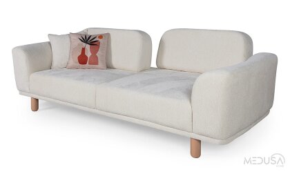 Medusa Home Mobilya - Raven Bohem Beyaz Üçlü Koltuk