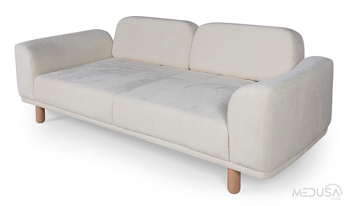 Medusa Home Mobilya - Raven Bohem Beyaz Üçlü Koltuk