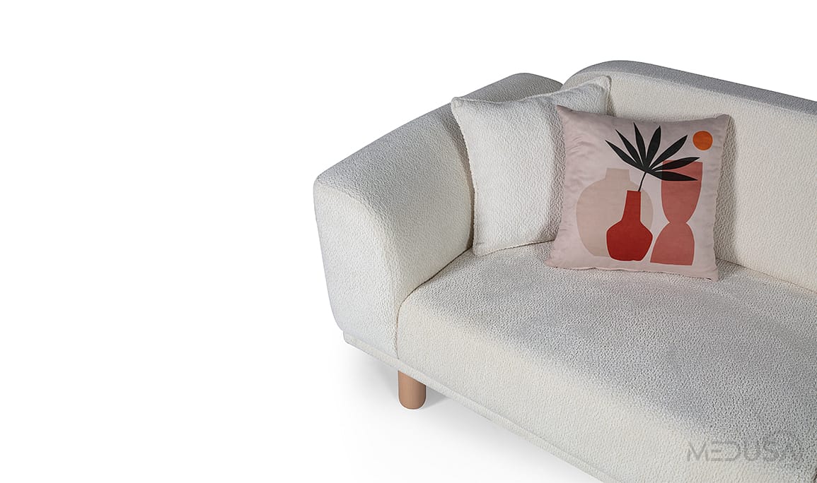 Medusa Home Mobilya - Raven Bohem Beyaz Üçlü Koltuk