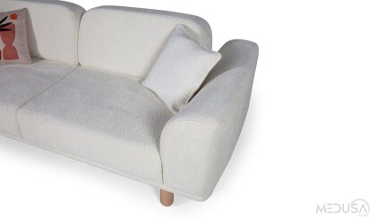 Medusa Home Mobilya - Raven Bohem Beyaz Üçlü Koltuk