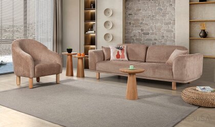 Medusa Home Mobilya - Raven Bohem Kahve Üçlü Koltuk