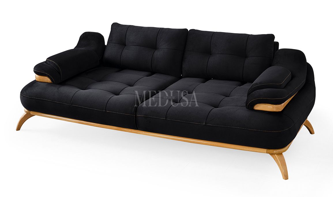 Medusa Home Mobilya - Relax Rio Üçlü Koltuk Siyah
