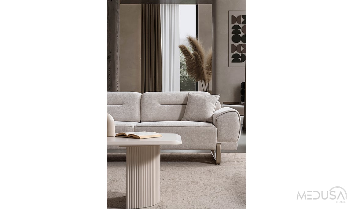 Medusa Home Mobilya - Reve Krem Üçlü Koltuk