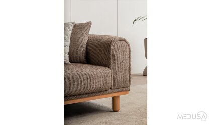 Medusa Home Mobilya - Revial Kahve Üçlü Koltuk