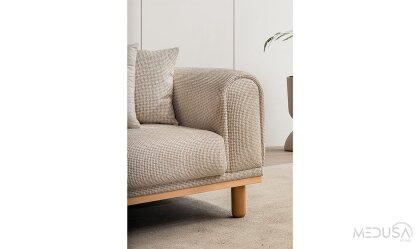 Medusa Home Mobilya - Revial Krem Üçlü Koltuk