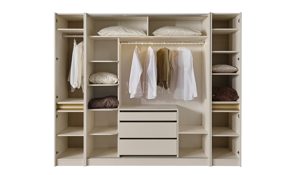 Medusa Home Mobilya - Riox 6 Kapaklı Gardırop 4 Kapı Camlı