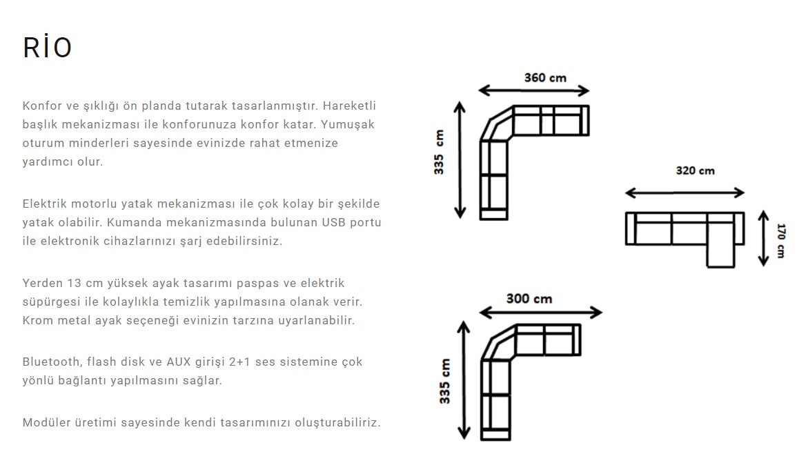 Medusa Home Mobilya - Rio Lina Motorlu Köşe Takımı